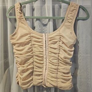 Shinestar Beige Ruched Corset Top